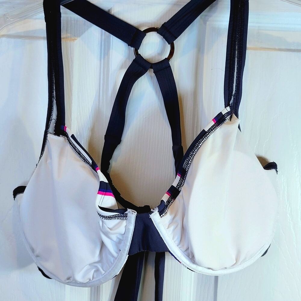 Carve Designs Bikini 2‎ Piece Swimsuit Underwire XL 36DD D XL Navy Pink Chevron - Picture 8 of 16